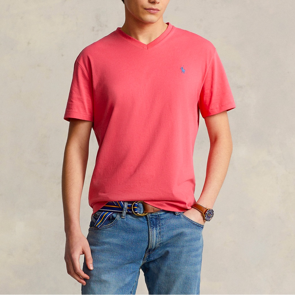 Polo Ralph Lauren Men's Classic-Fit Jersey V-Neck T-Shirt In Red Sky Medium